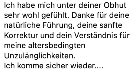 Rückmeldung einer Teilnehmerin