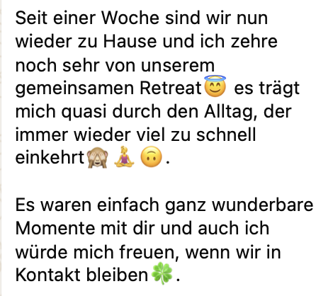 Rückmeldung einer Teilnehmerin (Teil 1)