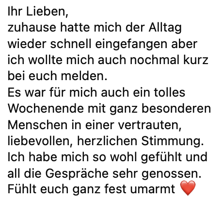 Rückmeldung einer Teilnehmerin