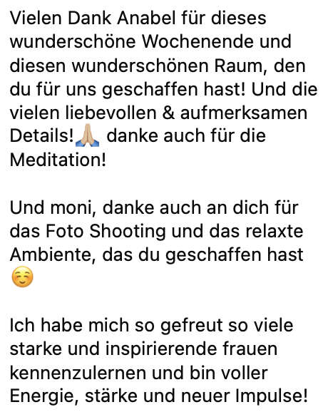 Rückmeldung einer Teilnehmerin